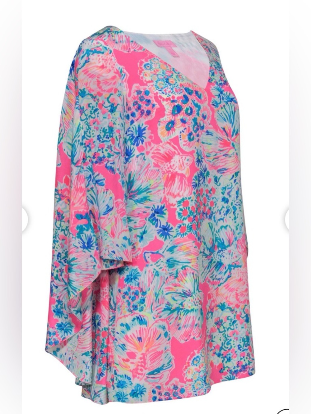 Lilly Pulitzer Miri Silk Caftan Dress Tiki Pink Gypsea Resort Mini - Picture 10 of 14